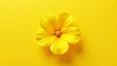 Isolated yellow flower on yellow background a minimal composition