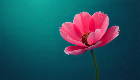 Bright Pink Flower Against Dark Teal Background Stock Image