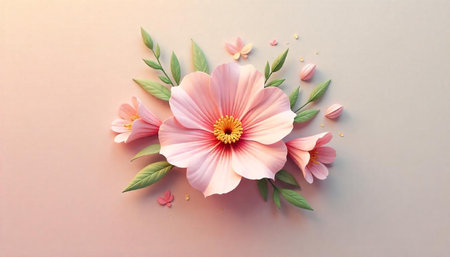 Elegant pink floral arrangement on soft background for design