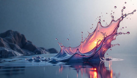 Water splash against sunlight, abstract design, cool background