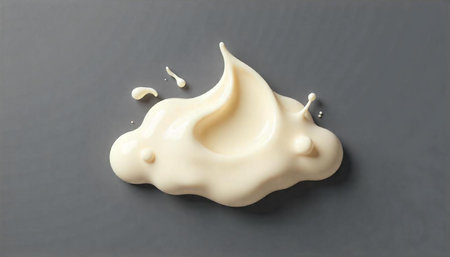 Elegant swirl of cream on a gray background studio shotの写真素材