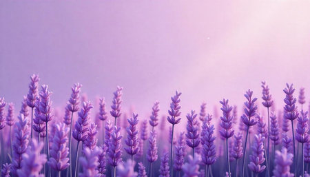 Purple lavender field background for aromatherapy and nature concepts