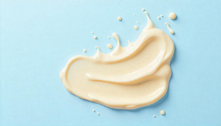 Cosmetic cream splash on a soft blue background studio shot