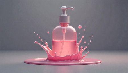 Elegant cosmetic product with splash on neutral background studio