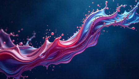 Abstract splash of vibrant liquid on dark backdrop image