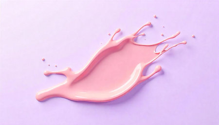 Pink paint splash on a light purple background surface