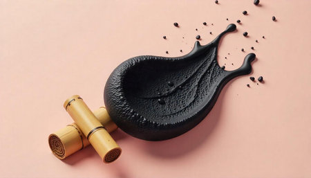 Charcoal clay spa treatment with bamboo on pink surface
