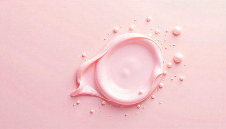 Elegant smear of pink cream with glossy pearl accents