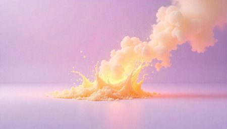 Pastel Powder Explosion on Soft Background Creates Dynamic Visualの写真素材
