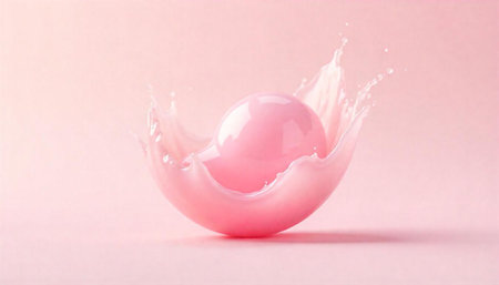 Pink sphere with a crown of liquid splash effect