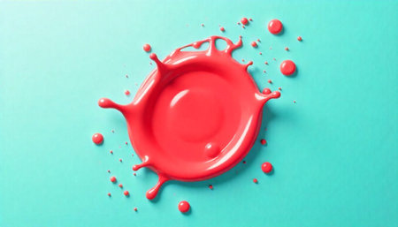 Vibrant Coral Paint Splash on a Light Blue Background