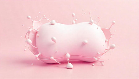 Pink liquid splashing from the abstract form against background