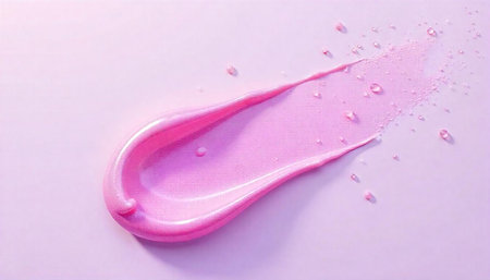 Pink Smear with Droplets on Pastel Backgroundの写真素材