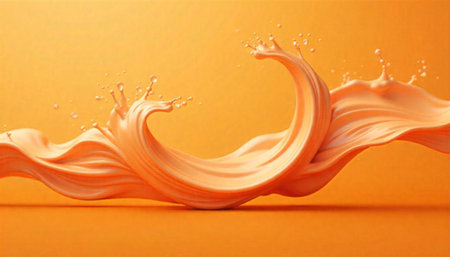 Abstract orange wave splash on a bright background