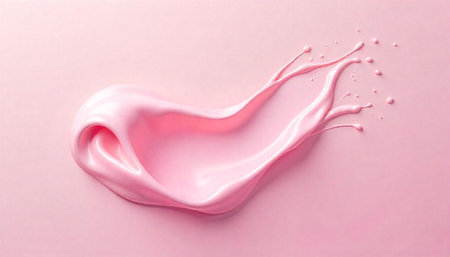 Pastel pink paint splash on background for feminine productsの写真素材