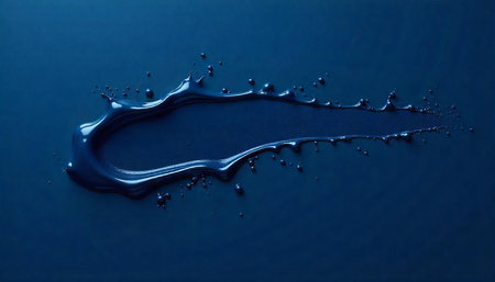 Elegant dark blue paint splash on deep blue backgroundの写真素材