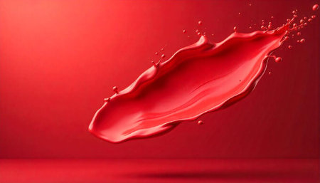 Dynamic red paint splash against a simple monochrome backdrop