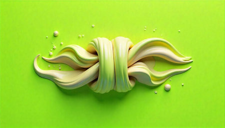 Abstract tied ribbon shape on a vibrant green background
