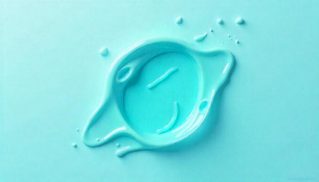 Abstract clock made of turquoise liquid with smooth surface