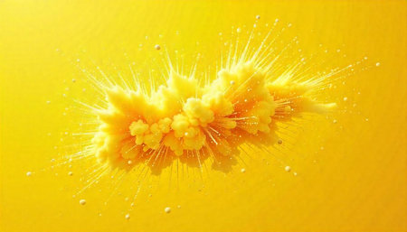 Abstract yellow explosion against a vibrant monochrome background