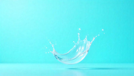 Water splash on light blue background displaying purity and freshness
