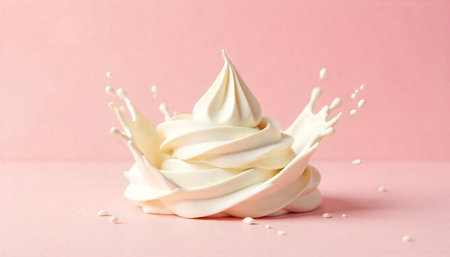 Vanilla soft serve ice cream with milk splash art