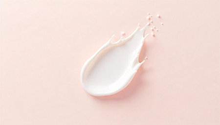 Creamy lotion smear on light pink backdrop, beauty product