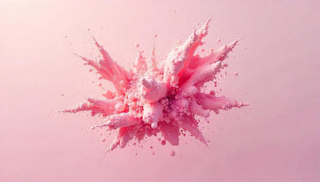 Abstract pink explosion with textured globules and soft backgroundの写真素材