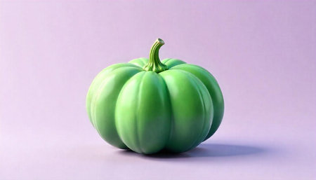 Green pumpkin on pastel background for autumn concepts