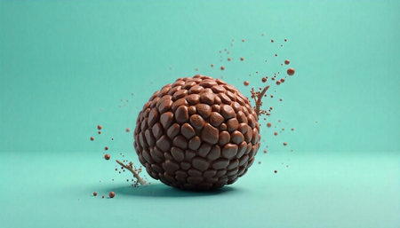 Abstract sphere comprised of smaller chocolate pebbles, studio shot