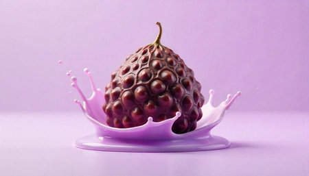 Exotic fruit with splash of cream in purple setup