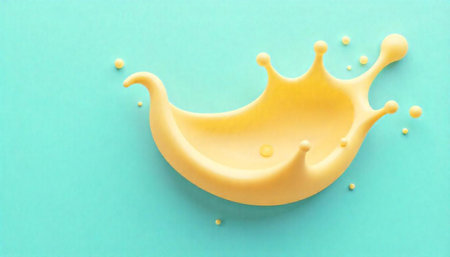 Elegant yellow liquid splash on soft blue background illustration