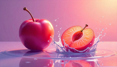 Plums in Water: Conceptual Freshness Still Life Image