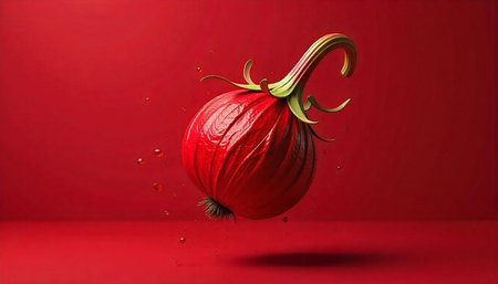 Vibrant red hibiscus against solid background stock image