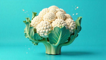Fresh cauliflower on bright background displaying healthy lifestyle choicesの写真素材