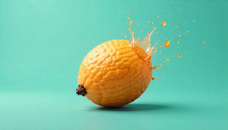 Fresh Orange with Juice Splashing Against a Clean Background
