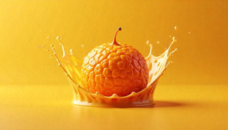 Vibrant orange with juice splash against a sunny background