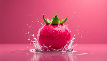 Fuchsia orb in pink splash for beverage advertisement backdrop