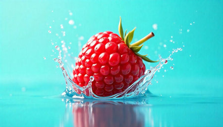 Fresh Raspberry Splash: A Vibrant Fruit in Motion