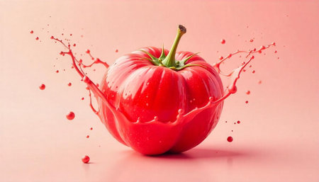 Tomato explosion, vibrant splash of color and freshness