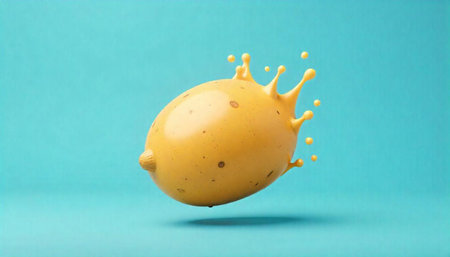 Studio shot of fresh lemon with liquid splash effect