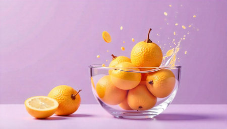 Ripe pomelo fruits in a glass bowl with splash