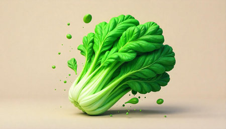 Fresh Bok Choy Still Life with Green Drops
