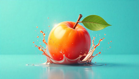 Peach splash with vibrant colors on an isolated background