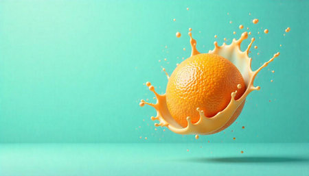 Orange splash image with vibrant colors and fresh juice