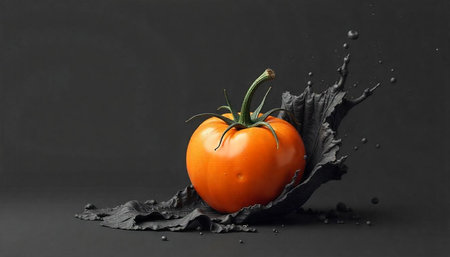 Tomato Still Life on Dark Textured Surfaceの写真素材