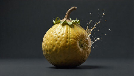 Stylized fruit with splash on dark gray gradient backdrop