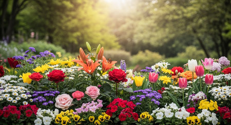 Vibrant display of colorful flowers in a garden setting