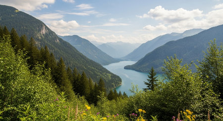 Scenic Mountain Lake View: A Calm and Serene Landscape