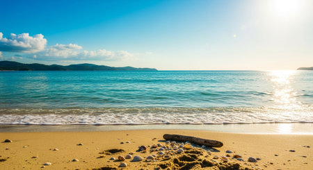 Tropical beach with turquoise sea and clear skyの写真素材
